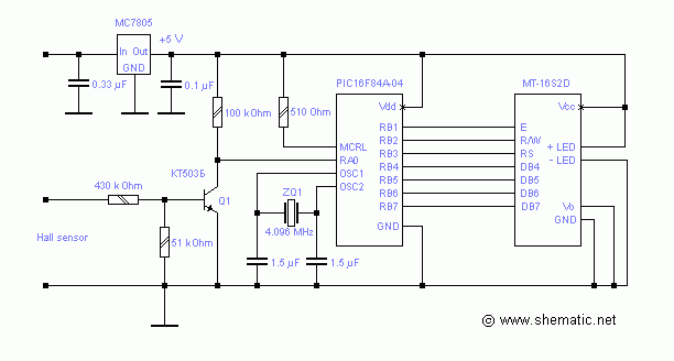 Описание работы тахометра на микроконтроллере PIC16F628